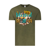Vintage Olive blessed memaw with sunflowers Vintage Tee - texasbilliewilder
