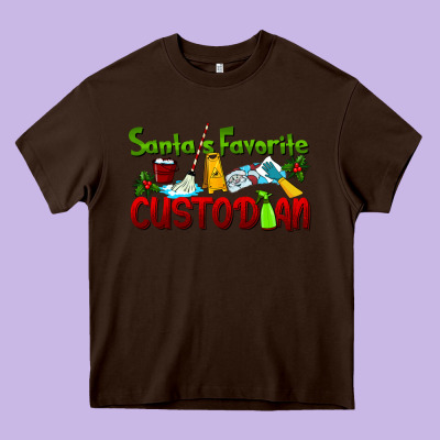 Santa's Favorite Custodian Heavy Core Tee Designed By Lillyallendesigns