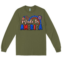 Army Green Made in America 4th of july Long Sleeve Tee - CowGirlArtShop