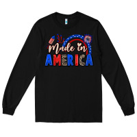 Black Made in America 4th of july Long Sleeve Tee - CowGirlArtShop