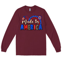 Burgundy Made in America 4th of july Long Sleeve Tee - CowGirlArtShop