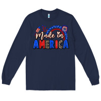 Navy Made in America 4th of july Long Sleeve Tee - CowGirlArtShop