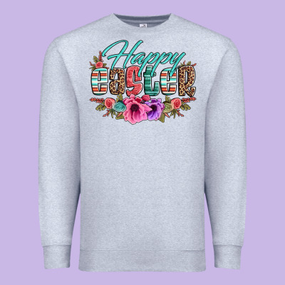 Happy Easter Western Floral Serape Leopard Premium Sweatshirt Designed By Jasminsmagicworld