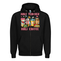 Black half teacher half coffee Zipper Hoodie - JahusDesignShop