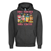 Charcoal Heather half teacher half coffee Zipper Hoodie - JahusDesignShop