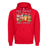 Red half teacher half coffee Zipper Hoodie - JahusDesignShop