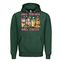 Sports Green half teacher half coffee Zipper Hoodie - JahusDesignShop