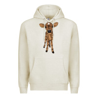 Oatmeal Heather baby cow Premium Hoodie - NancyCooperArtShop