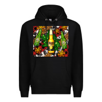 Black beer bottles with golden snow Premium Hoodie - AdoDesignShop