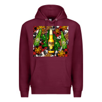 Burgundy beer bottles with golden snow Premium Hoodie - AdoDesignShop