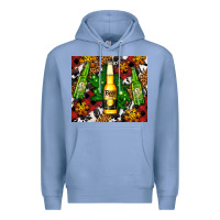 Colony Blue beer bottles with golden snow Premium Hoodie - AdoDesignShop