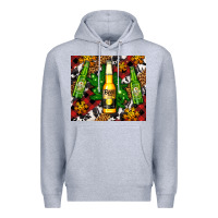 Heather Grey beer bottles with golden snow Premium Hoodie - AdoDesignShop