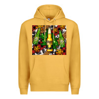 Mustard beer bottles with golden snow Premium Hoodie - AdoDesignShop