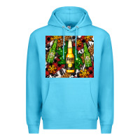 Ocean Blue beer bottles with golden snow Premium Hoodie - AdoDesignShop