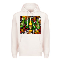 Pale Pink beer bottles with golden snow Premium Hoodie - AdoDesignShop
