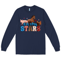 Navy Horse pig chicken with oh my stars Long Sleeve Tee - Neo Western