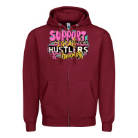 Burgundy support local hustlers and dreamers Zipper Hoodie - JahusDesignShop