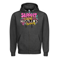 Charcoal Heather support local hustlers and dreamers Zipper Hoodie - JahusDesignShop