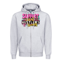 Heather Grey support local hustlers and dreamers Zipper Hoodie - JahusDesignShop