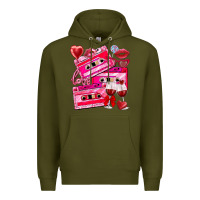 Army Green valentines day cassette Premium Hoodie - NancyCooperArtShop