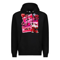 Black valentines day cassette Premium Hoodie - NancyCooperArtShop