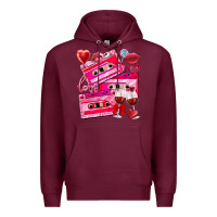 Burgundy valentines day cassette Premium Hoodie - NancyCooperArtShop