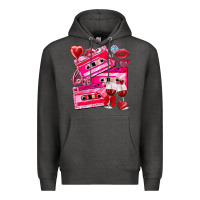 Charcoal Heather valentines day cassette Premium Hoodie - NancyCooperArtShop