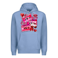 Colony Blue valentines day cassette Premium Hoodie - NancyCooperArtShop