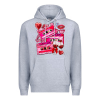 Heather Grey valentines day cassette Premium Hoodie - NancyCooperArtShop