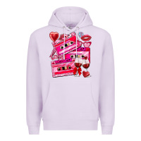 Lilac valentines day cassette Premium Hoodie - NancyCooperArtShop