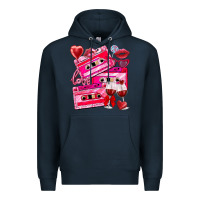 Navy valentines day cassette Premium Hoodie - NancyCooperArtShop