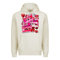 Oatmeal Heather valentines day cassette Premium Hoodie - NancyCooperArtShop
