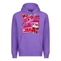 Purple valentines day cassette Premium Hoodie - NancyCooperArtShop