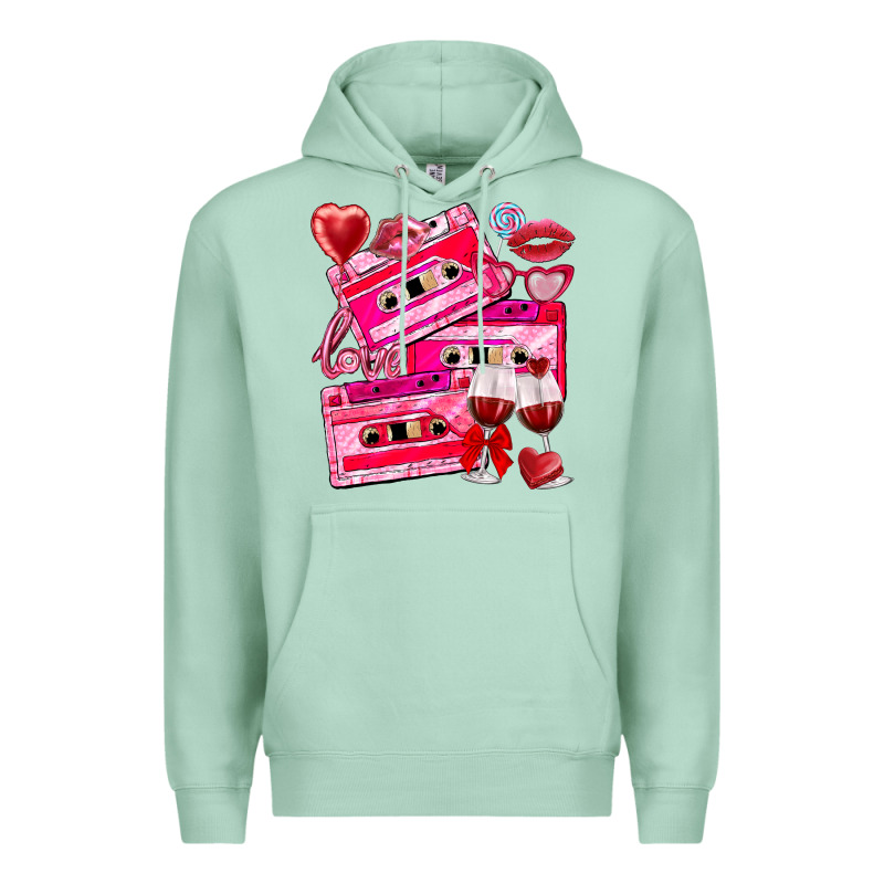Valentines Day Cassette Premium Hoodie by NancyCooperArtShop | Teevron