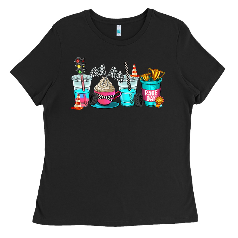 Race Day Coffe Cup Ladies Tee by AdoDesignShop | Teevron