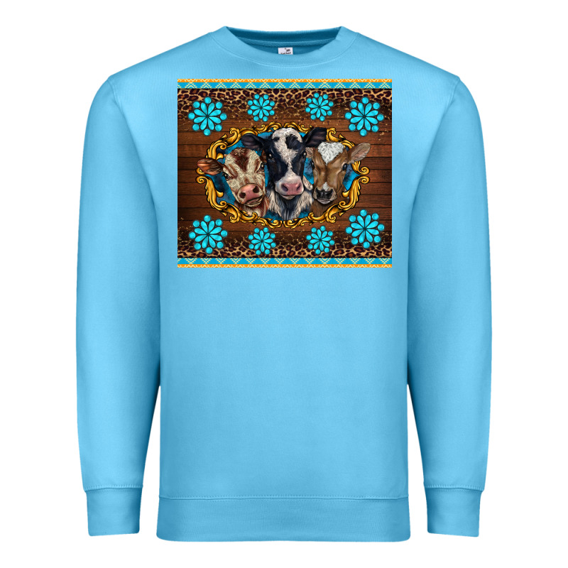 Western Baby Cow Turquoise Gemstones  Leopards Premium Sweatshirt by BarkalooDesign | Teevron