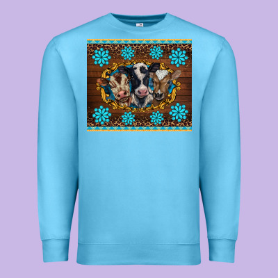 Western Baby Cow Turquoise Gemstones  Leopards Premium Sweatshirt Designed By Barkaloodesign