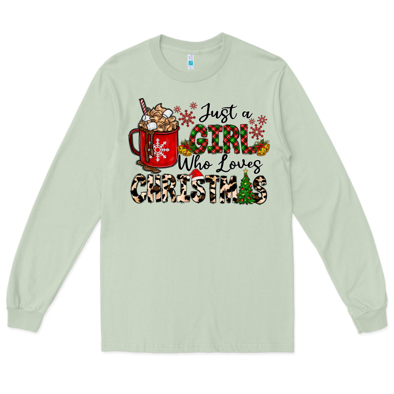 Just A Girl Who Loves Christmas Long Sleeve Tee by CowhideDigitalArt | Teevron
