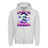Dove Grey living the dream Zipper Hoodie - JahusDesignShop