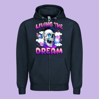Living The Dream Zipper Hoodie Designed By Jahusdesignshop