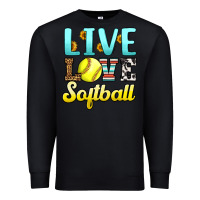 Black live love softball Premium Sweatshirt - LillyAllenDesigns