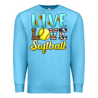 Ocean Blue live love softball Premium Sweatshirt - LillyAllenDesigns