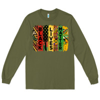 Army Green junetheenth black livesmatter brush stroke Long Sleeve Tee - HRA Design Shop