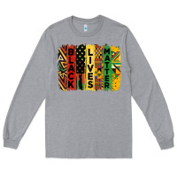 Heather Grey junetheenth black livesmatter brush stroke Long Sleeve Tee - HRA Design Shop