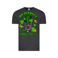 Vintage Black St. Patrick's Day My Pitbull Is My Lucky Charm With Hat Vintage Tee - RanaPortraitStore