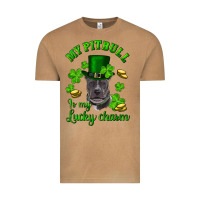 Vintage Camel St. Patrick's Day My Pitbull Is My Lucky Charm With Hat Vintage Tee - RanaPortraitStore