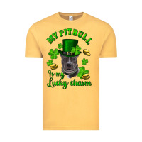Vintage Mustard St. Patrick's Day My Pitbull Is My Lucky Charm With Hat Vintage Tee - RanaPortraitStore