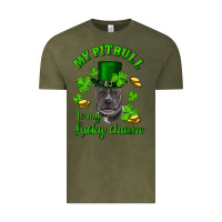 Vintage Olive St. Patrick's Day My Pitbull Is My Lucky Charm With Hat Vintage Tee - RanaPortraitStore
