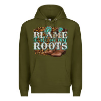 Army Green blame it all on my roots Premium Hoodie - NancyCooperArtShop