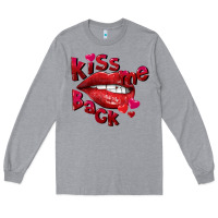 Heather Grey kiss me back Long Sleeve Tee - FaDigitalArtStudio